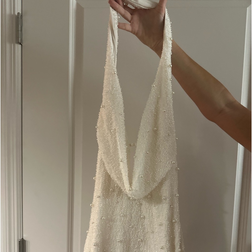 Oh Polly. Pearl halter neck mini dress. WORN ONCE